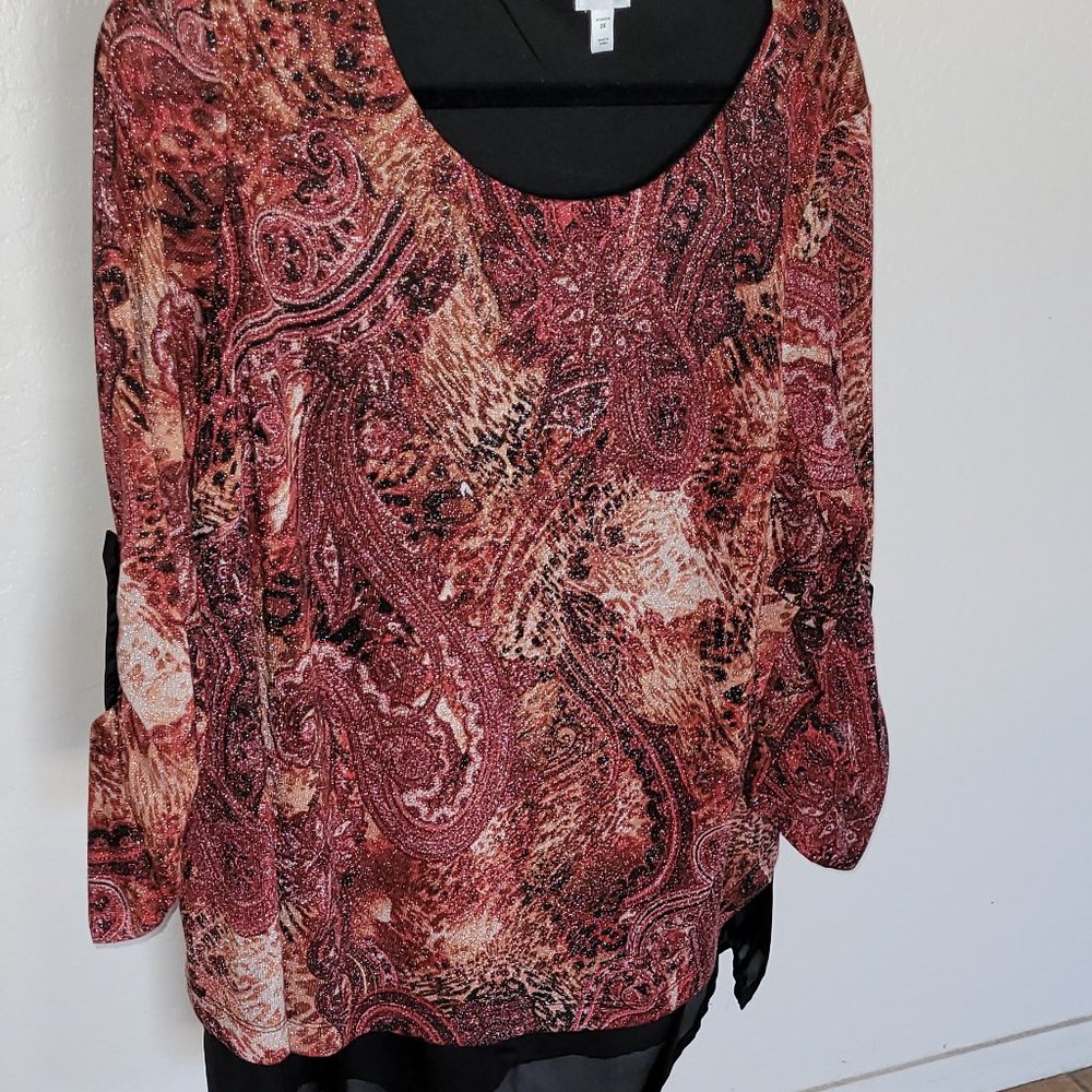 Multi orange and brown blouse